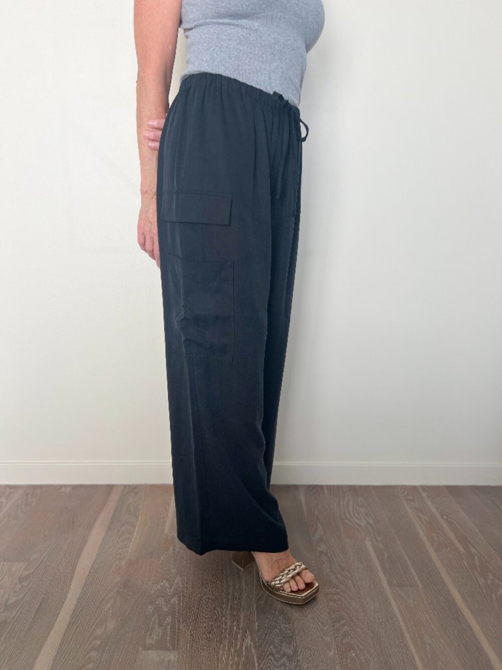 Reformation Ethan Twill Cargo Pants Wide Leg Drawstring